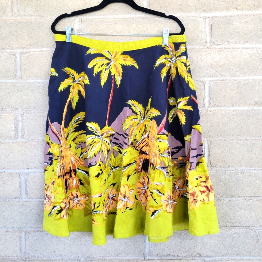 Uniform John Paul Richard Tropical Print Sequined Aline Skirt